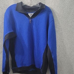 Vintage 90'Adidas Blue and Black Women's Zip Up Sweater Size M